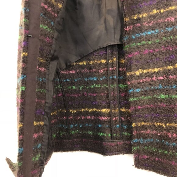 Akris Mohair Striped Blazer Brown Boucle Jacket US 10 Wool Blend Open Front - Picture 11 of 14